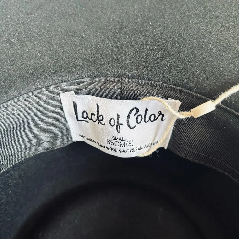 Lack of Color The Phoenix Black Australian Wool Boater Hat Size Small 55CM NWT
